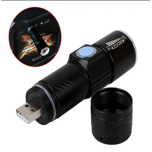 3 Mode Tactical Flash Light Mini Zoom USB Rechargeable