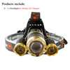 10,000 Lumen! LED 3T6 head flashlight, waterproof with rechargable 18650 battery