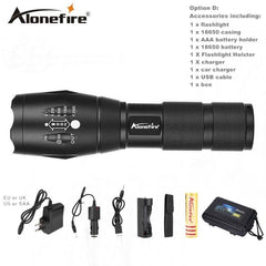 Tactical T6-LED Flashlight, Zoomable with 5 Modes for AAA or 18650 Rechargeable battery