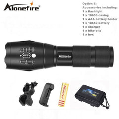 Tactical T6-LED Flashlight, Zoomable with 5 Modes for AAA or 18650 Rechargeable battery