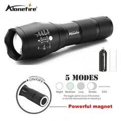 Tactical T6-LED Flashlight, Zoomable with 5 Modes for AAA or 18650 Rechargeable battery