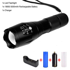 Ultra Bright CREE XM-L T6 LED Flashlight 5 Modes 4,000 Lumens 18650 Battery + Charger + Clip