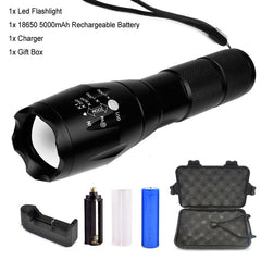 Ultra Bright CREE XM-L T6 LED Flashlight 5 Modes 4,000 Lumens 18650 Battery + Charger + Clip