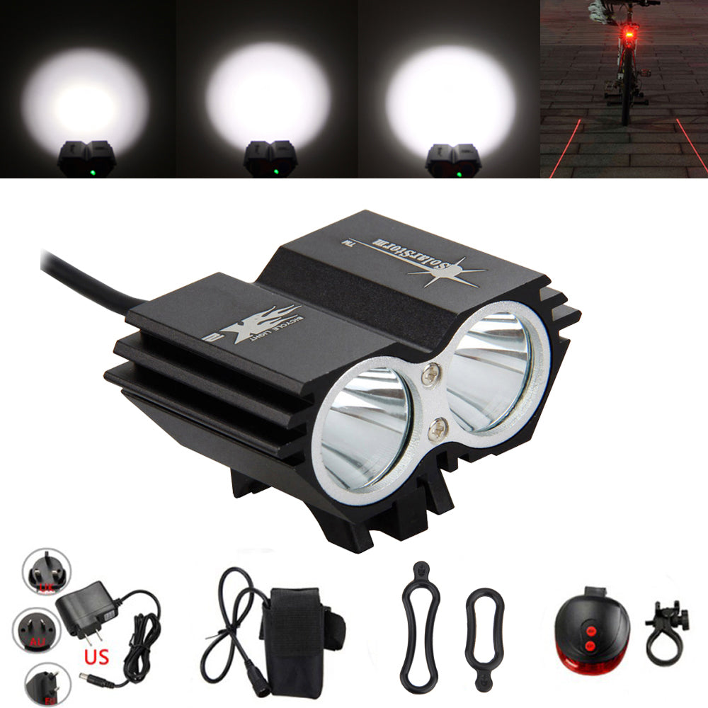 7,000Lumens 2x XM-L U2 LED Lights Front / Rear Bike Lights with Mount Strap