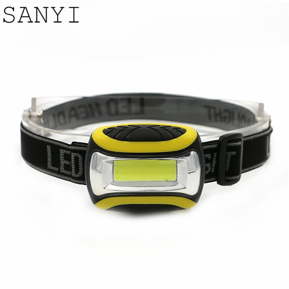 SANYI Portable Mini 3 Modes Waterproof COB LED Headlamp Outdoor Headlight Torch Lanterna Lighting for Night Ride use 3*AAA