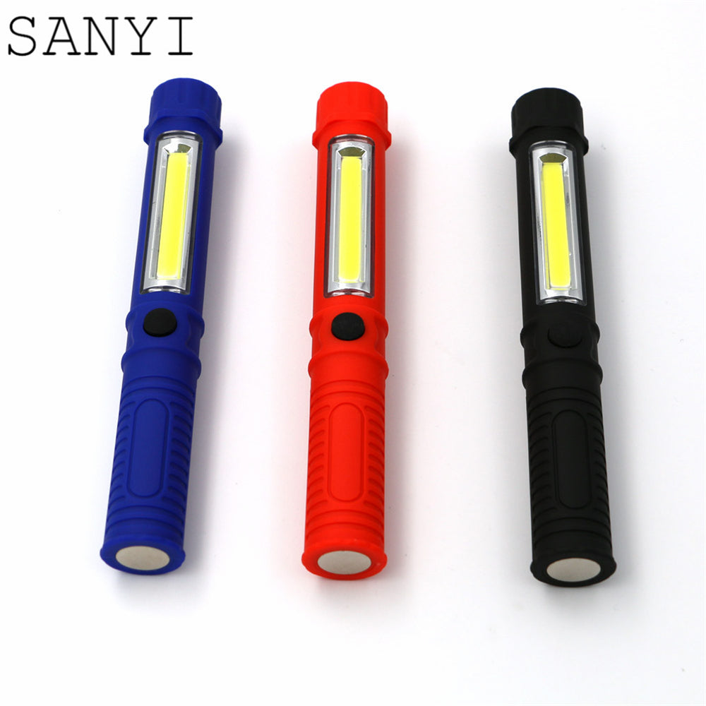 SANYI COB LED Mini Pen Multifunction Working Inspection light Portable Maintenance flashlight Hand Torch lamp With Magnet AAA
