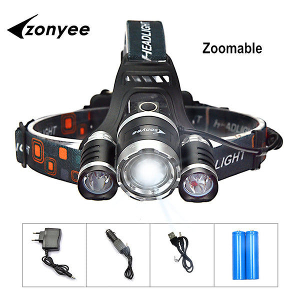 10,000 Lumen LED Headlight with Zoom, Batteries + Charger included