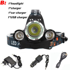 10000Lm CREE XML T6+2R5 LED Headlight Headlamp Head Lamp Light 4mode torch +2x18650 battery+EU/US Car charger for fishing Lights