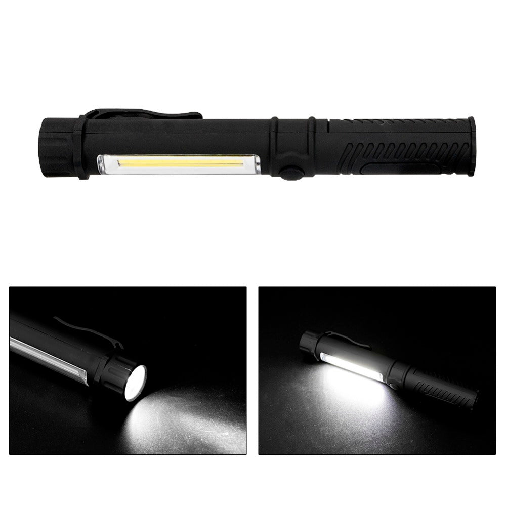 COB LED Flashlight Torch Light With Magnetic Clip for Work inspection Camping Outdoor USE 3*AAA