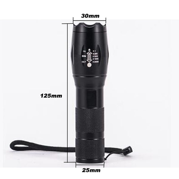 8,000 Lumens Flashlight 5-Mode CREE XM-L T6 LED Flashlight Zoomable Focus Torch for 1*18650 Battery or 3*AAA Battery