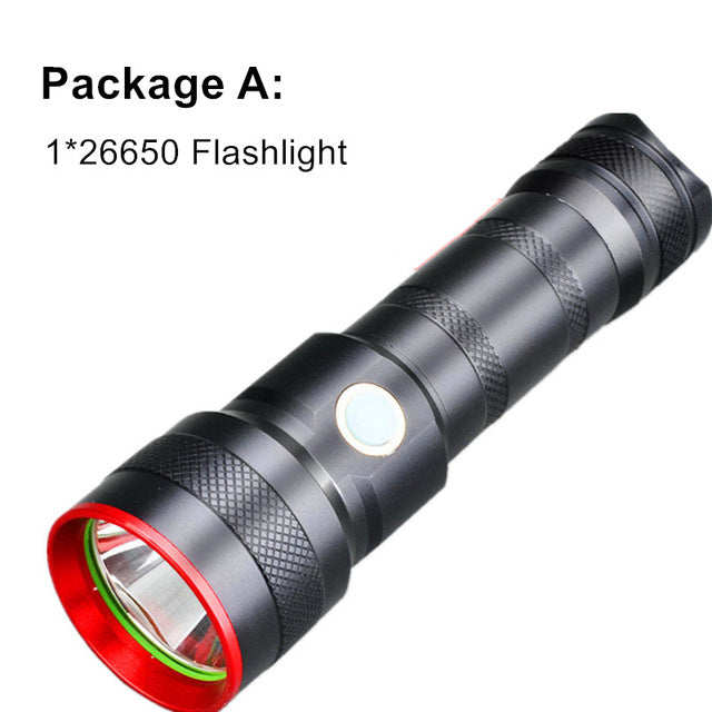 Tactical T6 LED Flashlight,  USB Rechargeable with 4 Modes