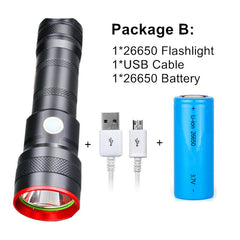 Tactical T6 LED Flashlight,  USB Rechargeable with 4 Modes