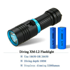 Scuba Flashlight 10,000 Lumen LED Dive Light with Bike Mount