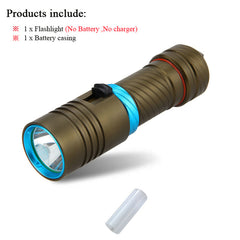 Scuba Flashlight 10,000 Lumen LED Dive Light with Bike Mount