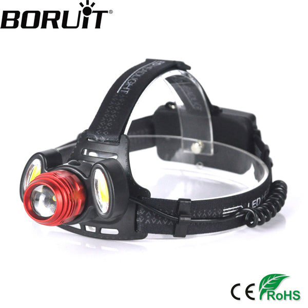 5,000LM T6 COB LED Headlight Zoom Headlamp 4-Mode with Rechargable 18650 Battery