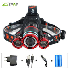 2,000 Lumens 3T6 LED Rechargable 18650 battery Headlight with 4 Lighting Modes & Sensor LED